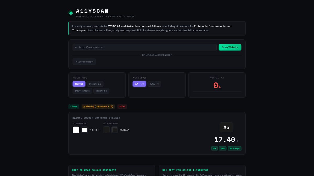 A11yScan homepage screenshot